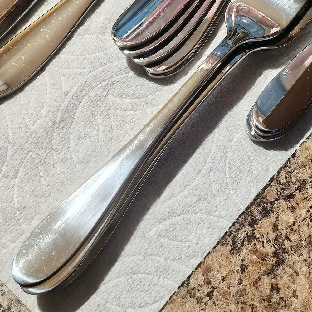 Stainless Steel Flatware 25 pc Glossy Teaspoons, Forks, Dinner‎ Knives